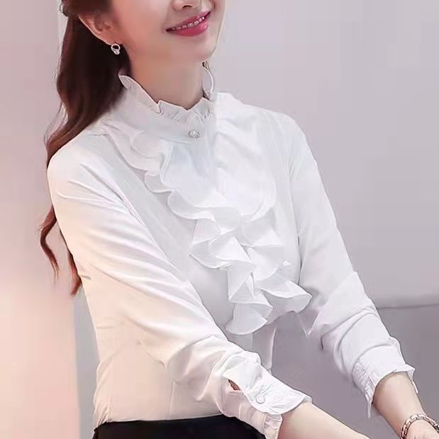 Cổ Đứng Áo Sơ Mi Nữ Tay Dài Tay Ngắn Crop Plus Size Top Văn Phòng Trang Trọng Áo