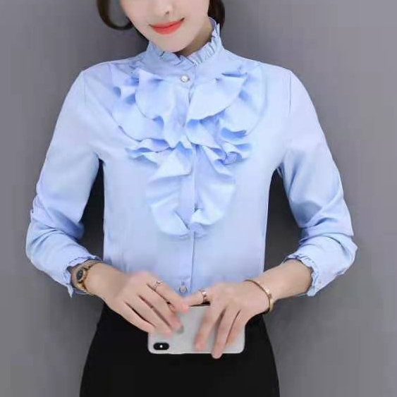 Cổ Đứng Áo Sơ Mi Nữ Tay Dài Tay Ngắn Crop Plus Size Top Văn Phòng Trang Trọng Áo
