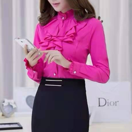 Cổ Đứng Áo Sơ Mi Nữ Tay Dài Tay Ngắn Crop Plus Size Top Văn Phòng Trang Trọng Áo