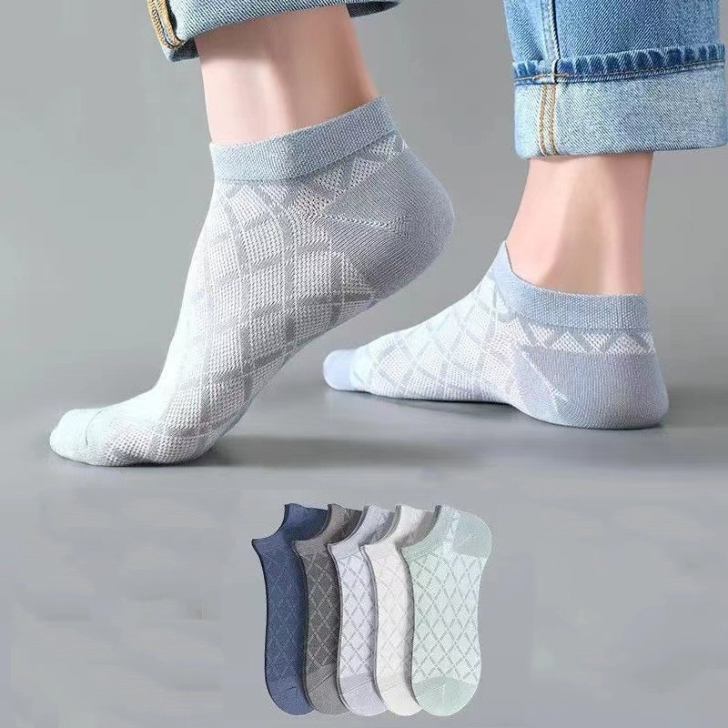 Vớ Thể Thao Bằng Cotton Lưới Mỏng Thoáng Khí Khử Mùi Bảo Vệ Gót Chân Mùa Hè Cho Nam