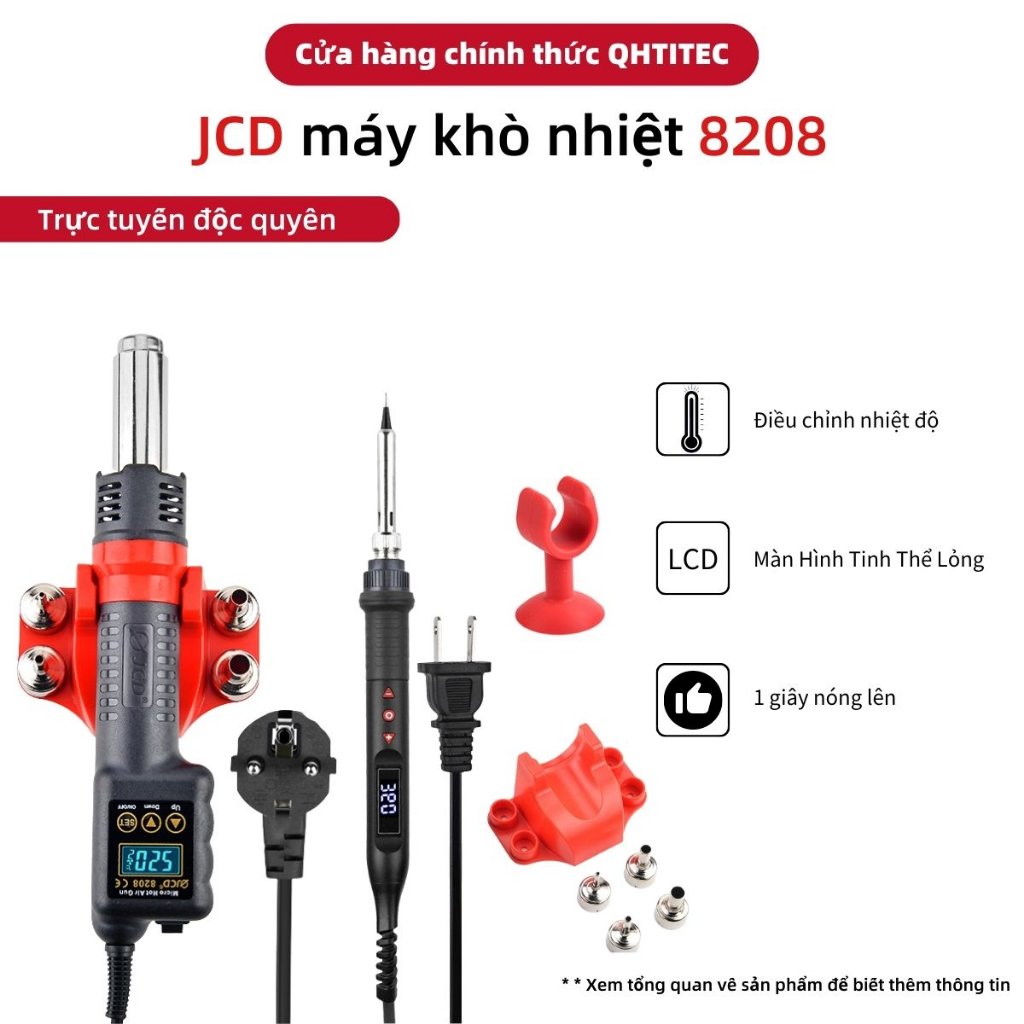 Máy khò nhiệt + mỏ hàn chì JCD 8208 điều chỉnh nhiệt độ màn hình LCD ...