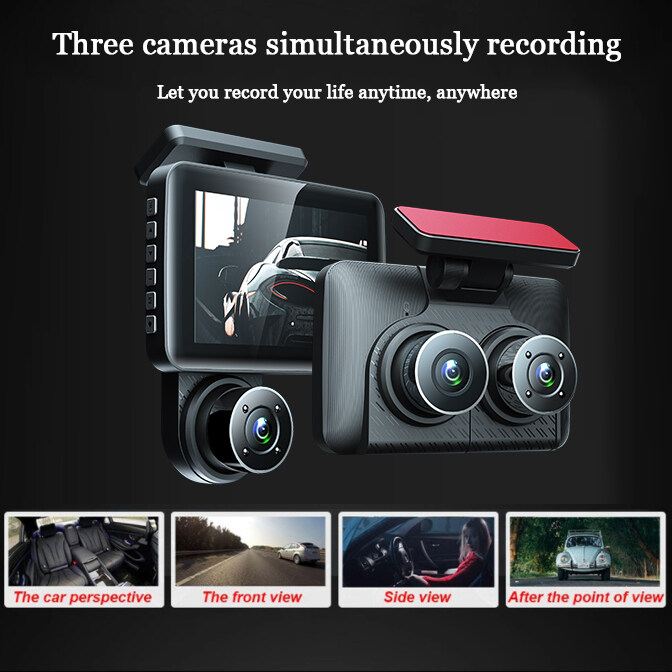 Ảnh Camera Hành Trình DVR 4.0 Inch 3 Lens HD 1080P Góc Rộng 360 Độ Cho Xe Hơi 3
