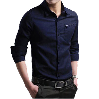 Áo Sơ Mi Cotton Dài Tay Màu Trơn Thời Trang Công Sở Cho Nam