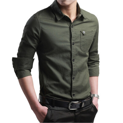 Áo Sơ Mi Cotton Dài Tay Màu Trơn Thời Trang Công Sở Cho Nam