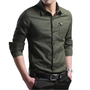 Áo Sơ Mi Cotton Dài Tay Màu Trơn Thời Trang Công Sở Cho Nam