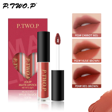 Matte Liptint Set Bộ Son Môi Mini Lỏng Chống Thấm Nước Bộ Son Môi Sắc Tố Cao Trang Điểm Môi 3 Cái / bộ 4.8