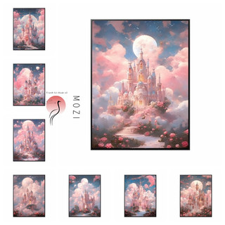 MOZI ✨lâu đài màu hồng 40*50cm tranh tô màu theo số tranh tô màu số hoá tranh sơn dầu số  tranh sơn dầu số hoá Sơn kỹ thuật số sơn acrylic  sơn dầu tô màu theo sốTranh Sơn Dầu Trang Trí Hình Lâu Đài Màu Hồng