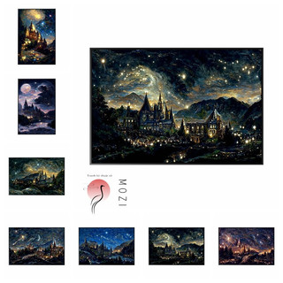 MOZI ✨giết thời gian 40*50cm tranh tô màu theo số tranh số hoá Tranh tô số hoáTranh phong cảnh hoạt hình kỹ thuật số tranh sơn dầu số hoáHarry PotterHogwarts Castle  tranh số hóa theo yêu cầu tranh tô màu số hoá theo yêu cầutranh số