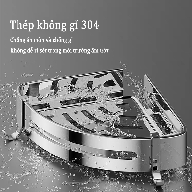 Ảnh Kệ đựng đồ dùng MEIDOO gắn góc tường nhà tắm tiện dụng Giỏ tam giác bằng thép không gỉ 304 2