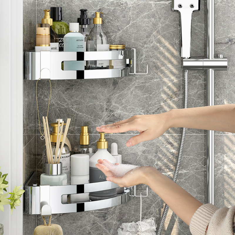 Ảnh Kệ đựng đồ dùng MEIDOO gắn góc tường nhà tắm tiện dụng Giỏ tam giác bằng thép không gỉ 304 3