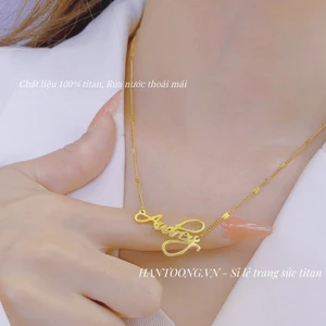 Dây chuyền nữ làm bằng titan cao cấp mạ vàng 24k thiết kế mặt chữ cái thời trang đơn giản trẻ trung thanh lịch