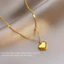 Vòng cổ titan nữ không gỉ mạ vàng 18k mặt hình trái tim khắc chữ love phong cách thời trang hàn quốc