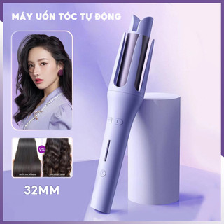 Máy uốn tóc xoăn Màu tím/hồng 32mm Máy uốn tóc xoăn tự động  làm xoăn 3 phút tạo kiểu chất liệu gốm sứ đường kính uốn ướt và khô