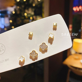 DREJEW Set 6 Khuyên Tai Bạc Đơn Giản Dễ Phối Đồ