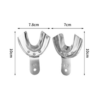 2 cái / cặp vật liệu nha khoa khay miệng lấy dấu khay nha khoa khay thép không gỉ non-đục lỗ