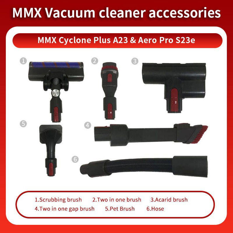 Phù hợp cho máy hút bụi MMX Cyclone Plus A23 & Aero Pro S23e S2306B Bàn chải sàn cơ giới Con lăn Bình nước Bàn chải loại bỏ vết bẩn Bàn chải khoảng cách ống Bàn chải thú cưng Ống uốn cong gió