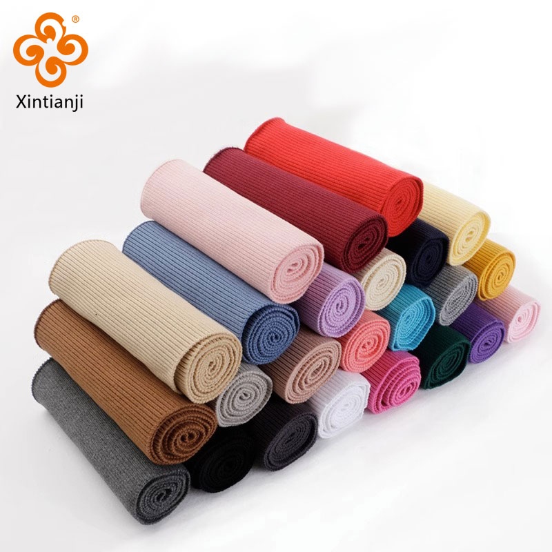Dệt Kim Cotton Màu Trơn Co Giãn Gân Còng Vải Áo DIY Phụ Kiện Vải Rib Để Làm Còng 16X90cm / chiếc