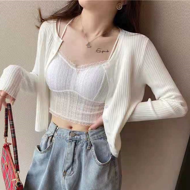 Áo Khoác Cardigan Dệt Kim Màu Sắc Trơn Phong Cách Hàn Quốc Thời Trang Mùa Thu Cho Nữ