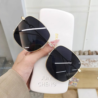 Phiên Bản Hàn Quốc Của Kính Mát Khung Vuông Cho Nữ Thời Trang Mới Nam Nữ Chụp Đường Phố Mặt Tròn Kính Mát Màu Nâu Lái Xe