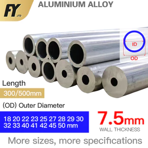Ống nhôm FUYI Ống dày tường 7.5mm OD 18-50mm Thẳng 300mm Chiều dài 500mm Chất lượng cao 18 20 22 23 25 27 28 29 30 32 33 40 41 42 45 50mm ống nhôm đường kính ngoài