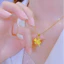 Vòng cổ titan nữ mặt cỏ 4 lá may mắn mạ vàng 18k thời trang sang trọng