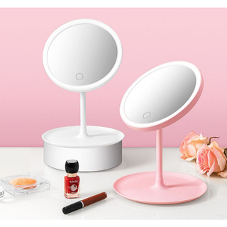 Gương Trang Điểm Nhật Bản có thể sạc lại cao cấp cảm ứng đèn LED bàn gương trang điểm tròn, 3 chế độ ánh sáng, siêu nhấp nháy
