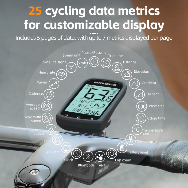 ROCKBROS Đồng Hồ Đo Tốc Độ Không Dây M1 GPS CYCPLUS Speedometer Dành Cho Xe Đạp Leo Núi
