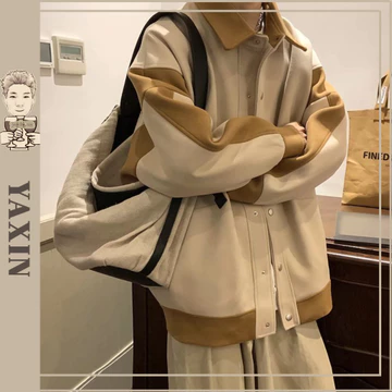Áo khóac nam Varsity chất dạ lỳ chất dạ dày Áo Khoác Bóng Chày Dáng Rộng Thời Trang Cho Nam Nối Tương Phản Áo Khoác Phong Cách Hàn Quốc Thời Trang Lỏng Lẻo Đơn Giản Áo Khoác Cặp Đôi Áo Khóac Nam Varsi