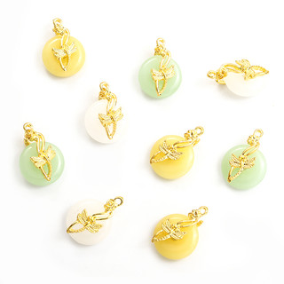 Set 10 Mặt Dây Chuyền Hình Chuồn Chuồn Đính Đá Ngọc Bích Nhân Tạo May Mắn Phong Cách Trung Hoa