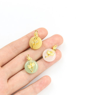 Set 10 Mặt Dây Chuyền Hình Chuồn Chuồn Đính Đá Ngọc Bích Nhân Tạo May Mắn Phong Cách Trung Hoa