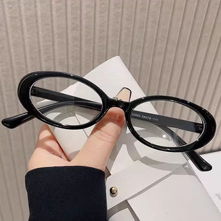 Khung kính khung đen hình bầu dục cổ điển Khung kính thời trang Y2K Street Millennium và cay cho bé gái Khung mắt chống ánh sáng xanh có thể được trang bị máy cắt mắt độ