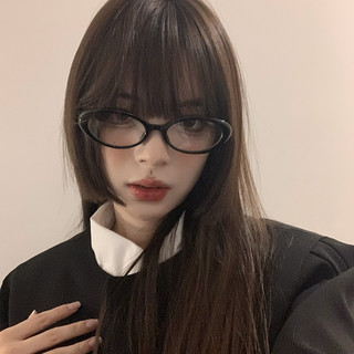 Khung kính khung đen hình bầu dục cổ điển Khung kính thời trang Y2K Street Millennium và cay cho bé gái Khung mắt chống ánh sáng xanh có thể được trang bị máy cắt mắt độ