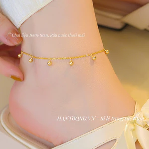 Lắc chân nữ làm bằng titan cao cấp mạ vàng 24k thiết kế nhiều bi tròn xinh xắn phong cách nhẹ nhàng thanh lịch