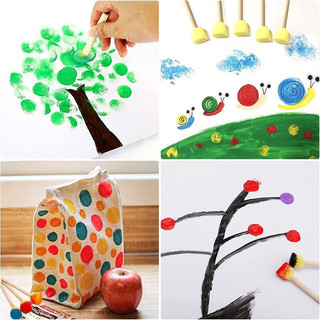 Bộ 5 cọ mút xốp cán gỗ dùng vẽ tranh diy cho bé