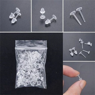 Set 50 Khuyên Tai Nhựa Trong Suốt Không Gây Dị Ứng Thân Thiện Với Môi Trường