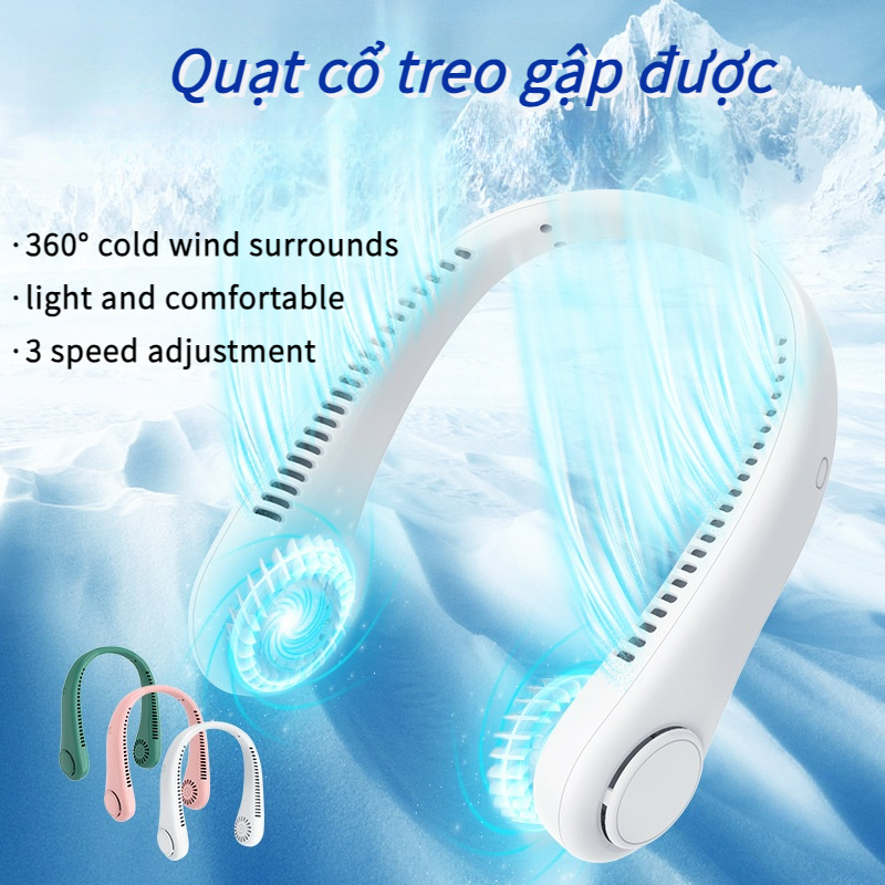 Ảnh Quạt đeo cổ không cánh EVEBOT có thể điều chỉnh ba tốc độ với bộ sạc USB tiện lợi và chất lượng cao 1