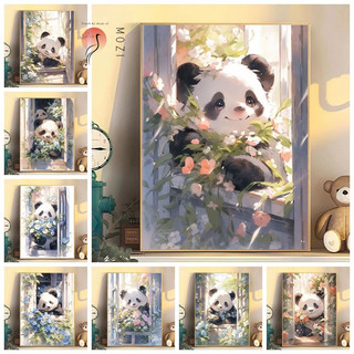 MOZI✨chú gấu trúc dễ thương 40*50CM tranh tô màu theo số sơn acrylic  tranh sơn dầu số  tranh số hóa tranh tô màu số hoá Tranh tô số hoáTranh Sơn Dầu Kỹ Thuật Số Tự Tô Màu Hình Gấu Trúc Và Hoa