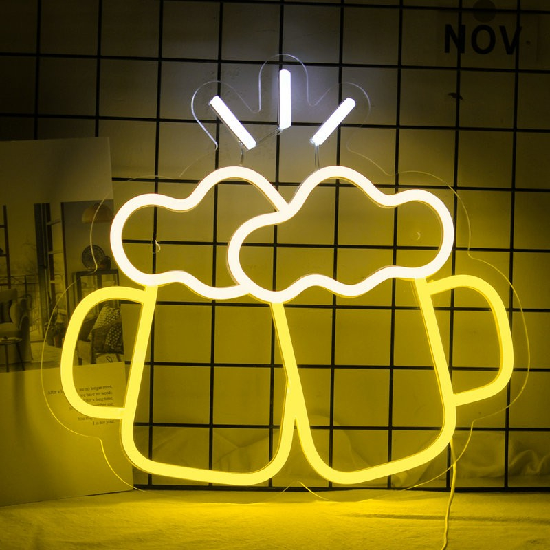 Bia Neon Dấu Hiệu Bia Dấu Hiệu Vàng Trắng Đèn Neon Trang Trí Tường ...