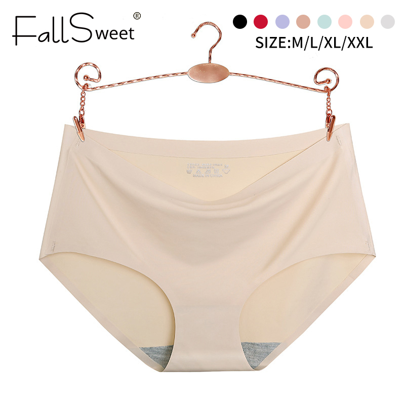 Ảnh FallSweet M-2XL Quần Lót Lụa Lạnh Không Đường May Lưng Vừa Thoáng Khí Thoải Mái Cho Nữ Plus Size 1