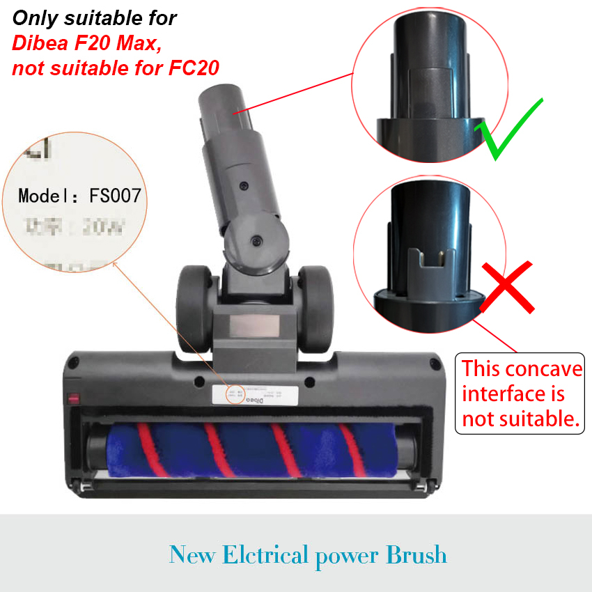 Dibea F20 Max Máy hút bụi không dây hút lớn Bộ phận thay thế chính hãng Con lăn nhung mềm Bàn chải sàn điện Mẫu mới có bình nước và mẫu cũ không có bình nước