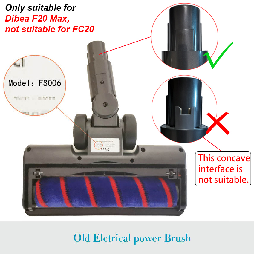 Dibea F20 Max Máy hút bụi không dây hút lớn Bộ phận thay thế chính hãng Con lăn nhung mềm Bàn chải sàn điện Mẫu mới có bình nước và mẫu cũ không có bình nước