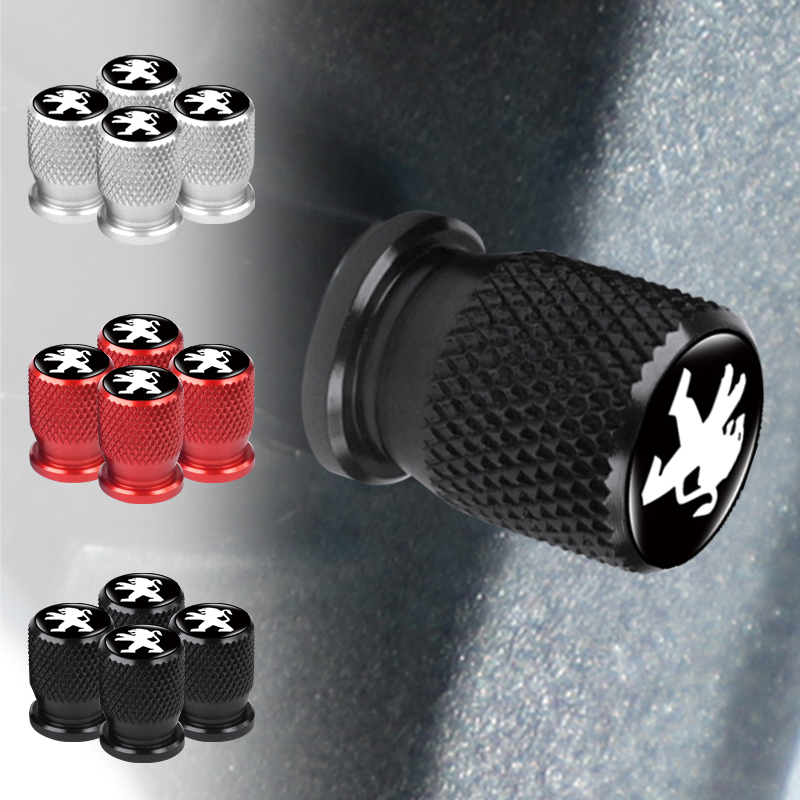 Set 4 Nắp Van Bánh Xe Hơi Bằng Nhôm Chống Rò Rỉ Cho Peugeot 308 206 207 408 508 RCZ 208 3008 2008 4008