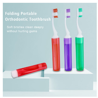 2pcs portable travel folding toothbrush mini soft bristle toothbrush tái sử dụng
