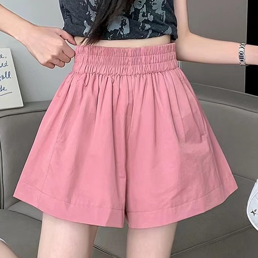 Quần Short Chữ A Lưng Cao Ống Rộng Màu Hồng Phong Cách Hàn Quốc Thời Trang Mùa Hè Hàng Mới Quần đùi nữ rộng Quần kaki nữ