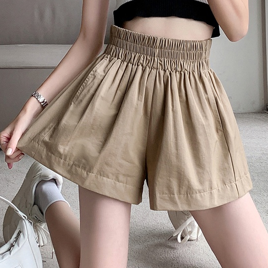 Quần Short Chữ A Lưng Cao Ống Rộng Màu Hồng Phong Cách Hàn Quốc Thời Trang Mùa Hè Hàng Mới Quần đùi nữ rộng Quần kaki nữ