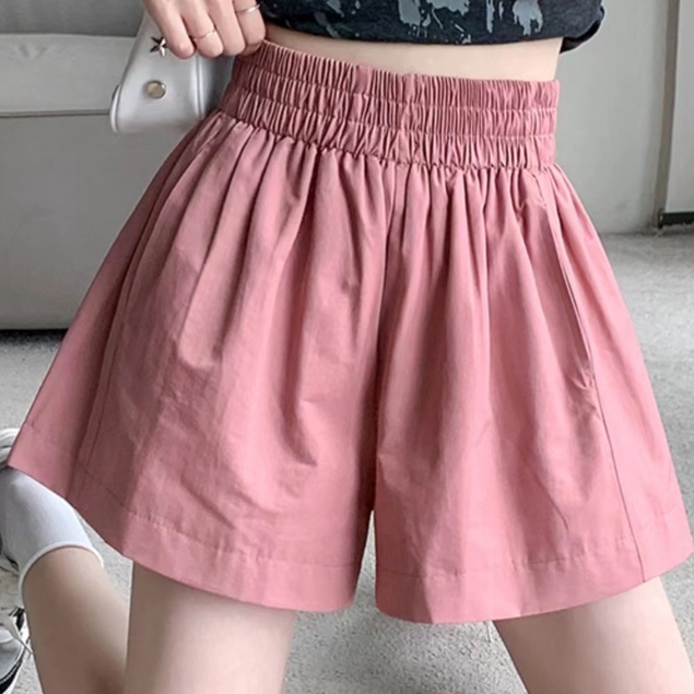Quần Short Chữ A Lưng Cao Ống Rộng Màu Hồng Phong Cách Hàn Quốc Thời Trang Mùa Hè Hàng Mới Quần đùi nữ rộng Quần kaki nữ