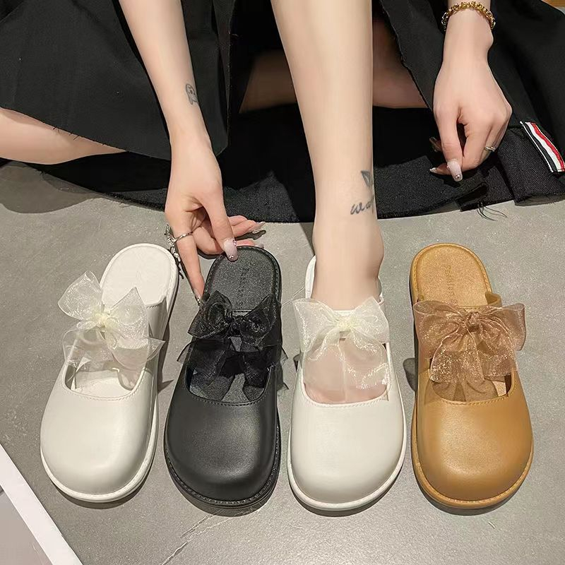 Đế Sandal  Bằng Chống Trượt Thắt Nơ Thời Trang Hàn Quốc 2025 Cho Nữ