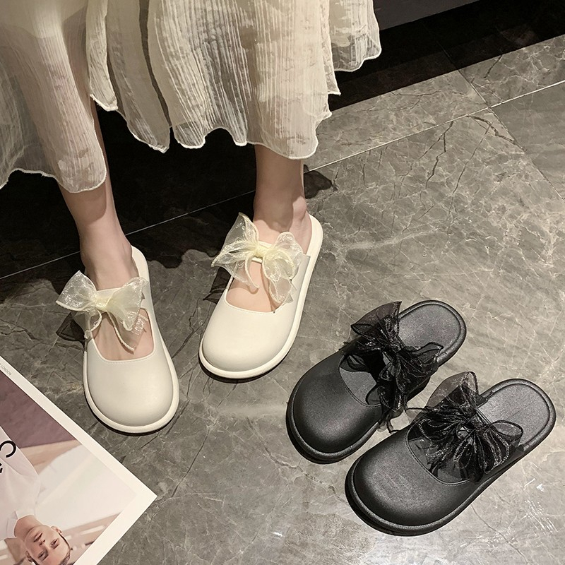 Đế Sandal  Bằng Chống Trượt Thắt Nơ Thời Trang Hàn Quốc 2025 Cho Nữ