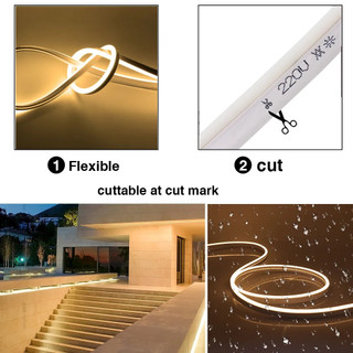 Băng linh hoạt Đèn LED Neon 120LEDs / M 220V Ống dây chống nước DIY Giáng sinh Ngày lễ Trang trí Đèn 1M 2M 3M 5M 10M