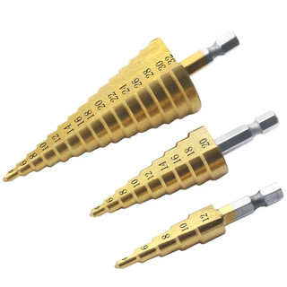 3 Chiếc 4-12mm 4-20mm 4-32mm HSS Thép Bước Mũi Khoan Nón Mũi Titan Phủ Dụng Cụ Điện Phụ Kiện Cắt Lỗ